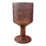 Pahar din sticlă 300 ml cu picior, design reliefat