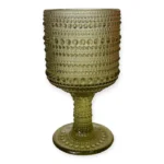 Pahar din sticlă 300 ml cu picior, design reliefat